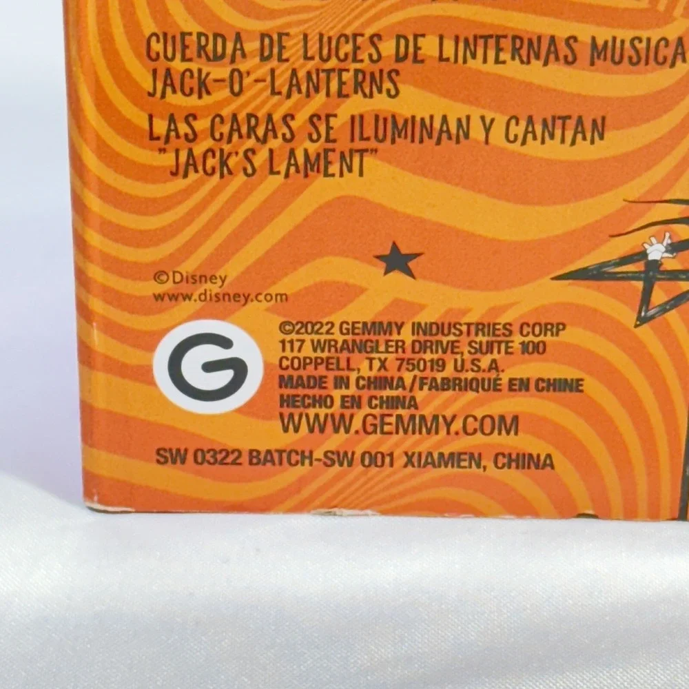Gemmy Disney Halloween Singing Jack Skellington Musical Animated String Lights‎
